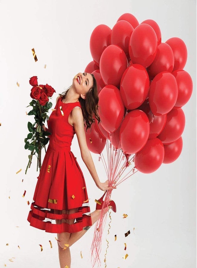 HEMITO Premium Metallic Latex Balloons Pack Of 50 Red Balloons for Decoration (Red, Pack Of 50) - Image 4